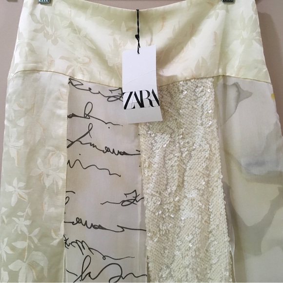 ZARA patchwork midi skirt ZW collection SEQUINS GRAPHICS Women’s Small 2743/175 - Picture 4 of 9